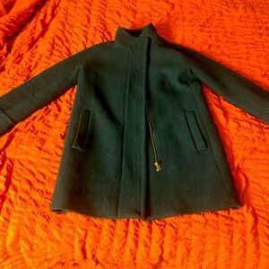 J. Crew Forest Green Cocoon Wool Coat Sz 4